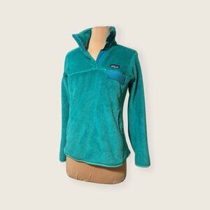 Patagonia Re Tool Snap T Fleece Sweatshirt XS Teal Fluffy Pullover Pocket EUC